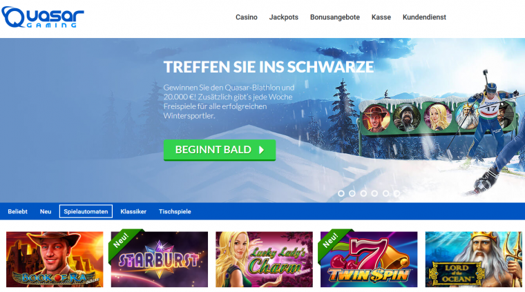 Quasar Gaming Webauftritt