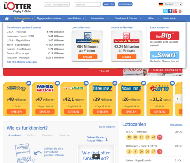 theLotter Spielauswahl